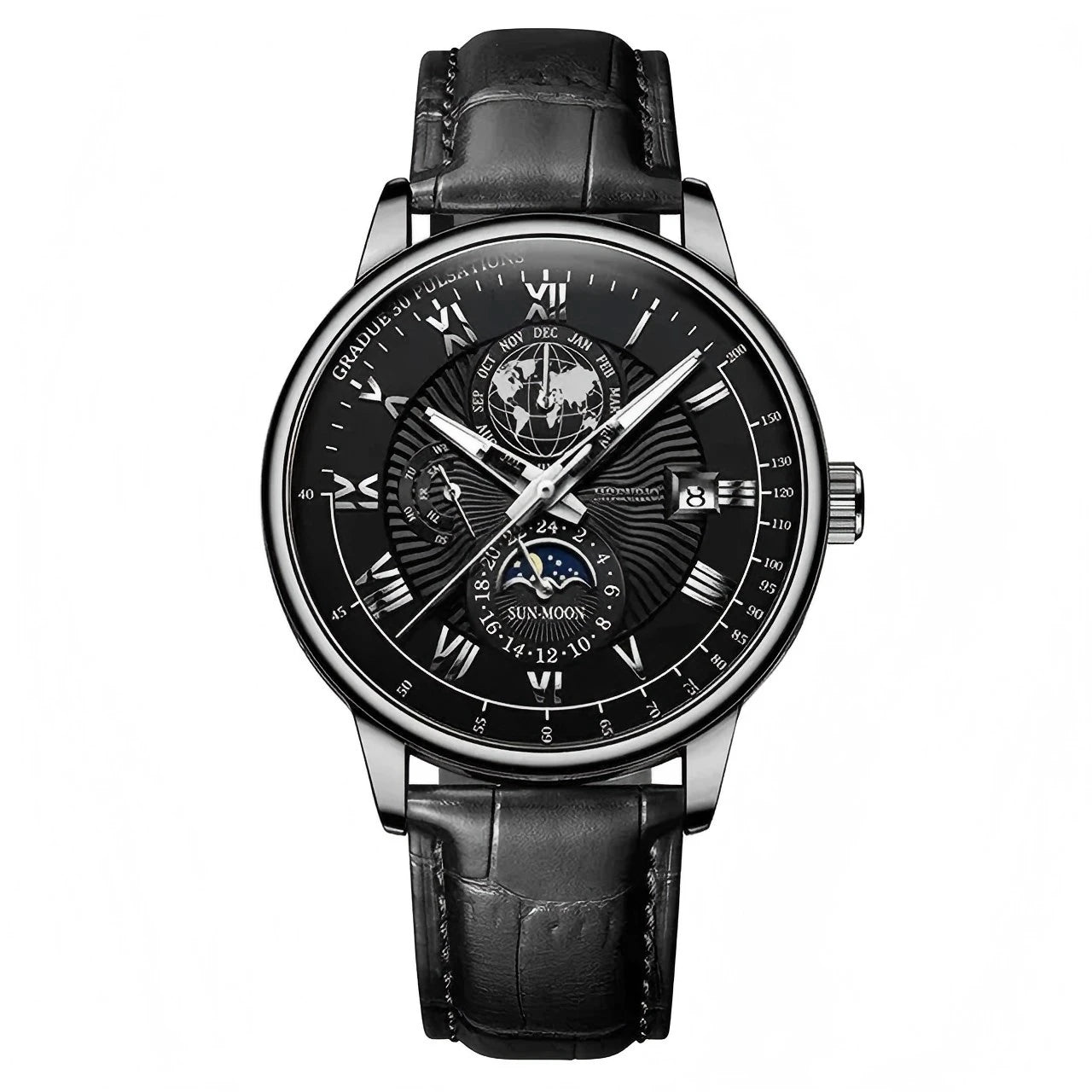 Montre Homme Sport Luxe 2026 - Bracelet Cuir Étanche Lumineux Quartz Date