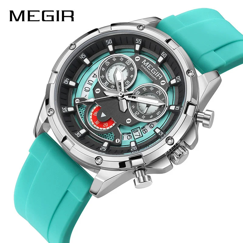 MEGIR - Montre Homme 2248 Chronographe Sport Silicone Lumineux