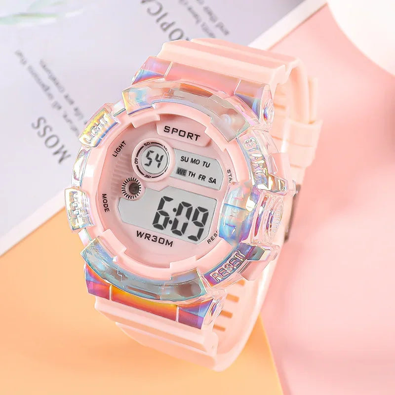 MOONBIFFY - Montre Enfant LED Digitale Sport - Alarme - Chronomètre - Étanche 3 ATM - Fille Garçon