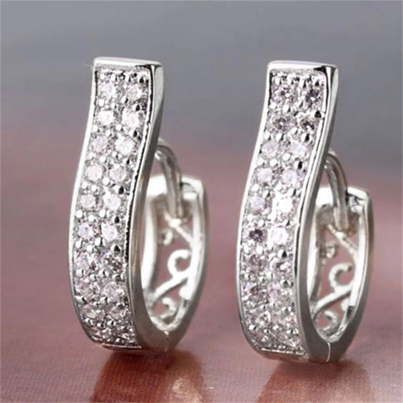 Boucles d'Oreilles Femmes Design Unique Ajourées Zircon - Bijou Femme Luxe