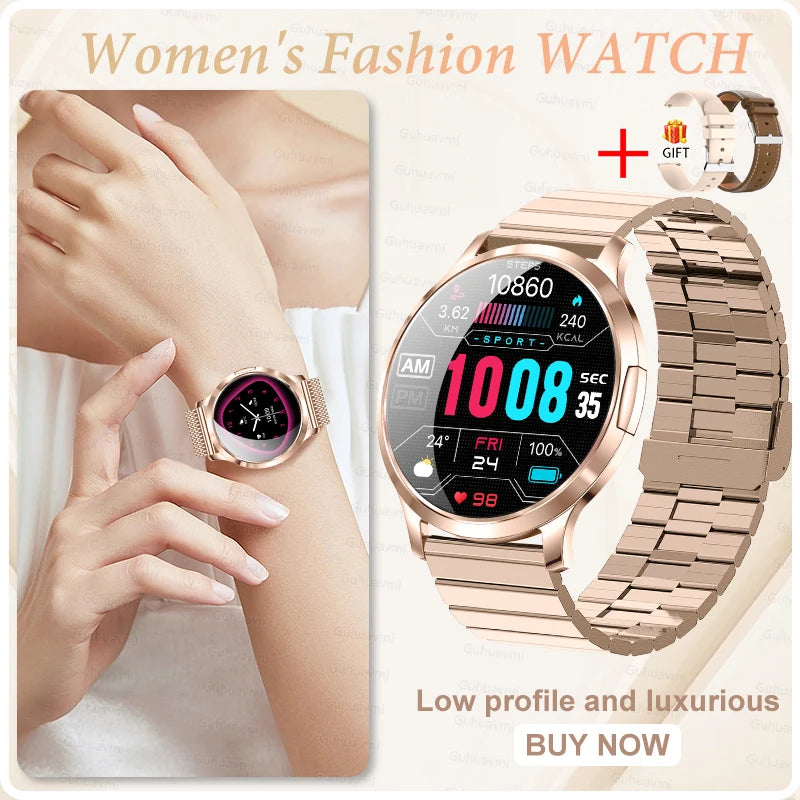 Montre Connectée Femme GUHUAVMI 2026 – Écran AMOLED 1.32", Appels Bluetooth, Suivi Santé & 100+ Sports
