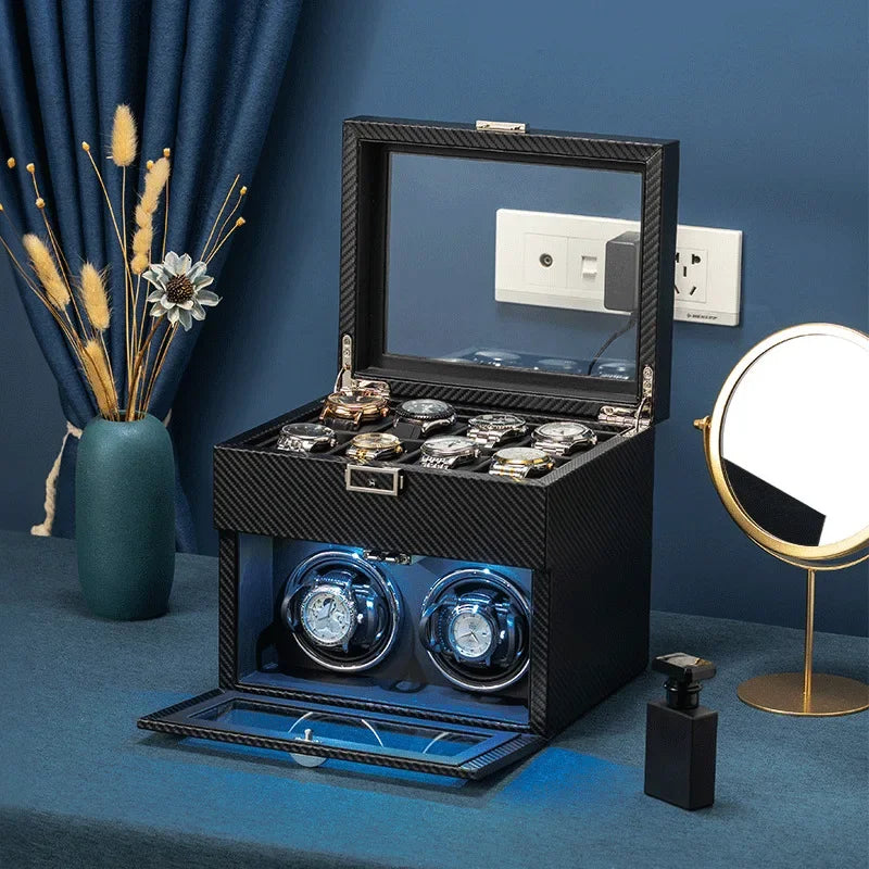 Remontoir Montres Automatiques Double - 2 Montres + Rangement - Silencieux LED - ATLAS