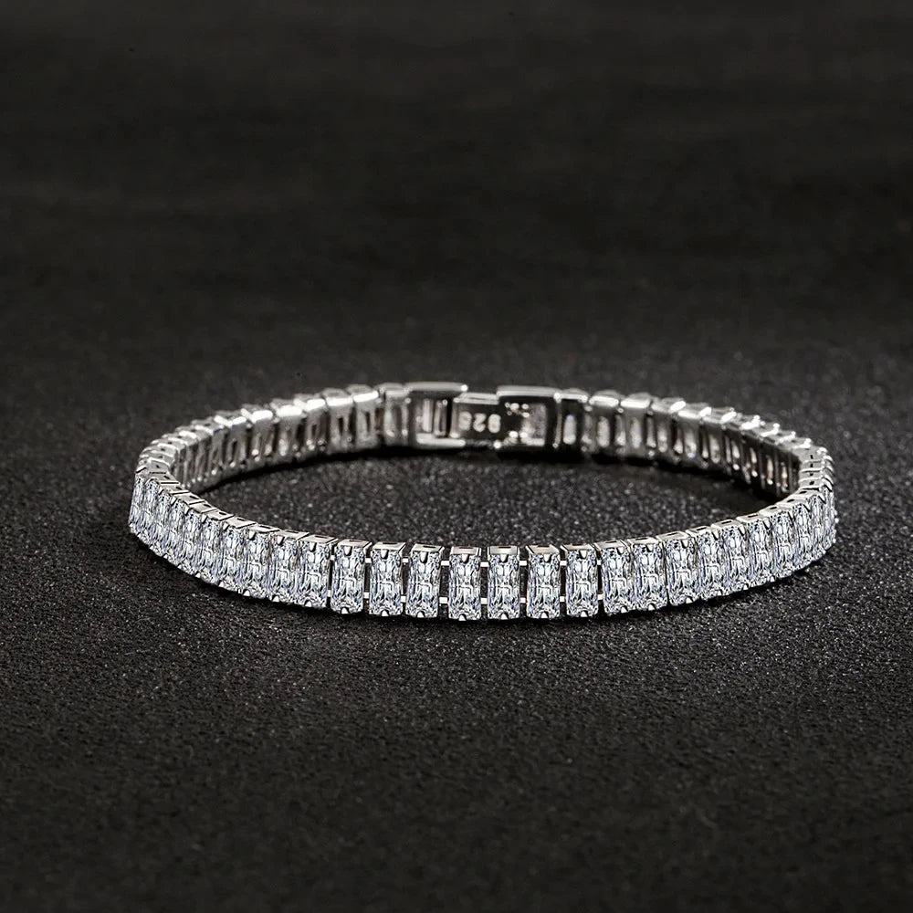 Bracelet Luxe Argent Sterling 925 Cristaux Femme - Mariage Fiançailles 18CM