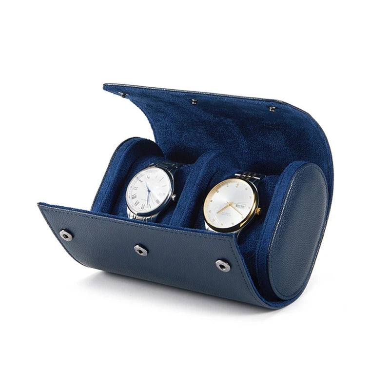 Boîte à Montres - Rangement Montres Portable Bleue - Cuir PU - Anti-Chute - Anti-Poussière - 3 Montres