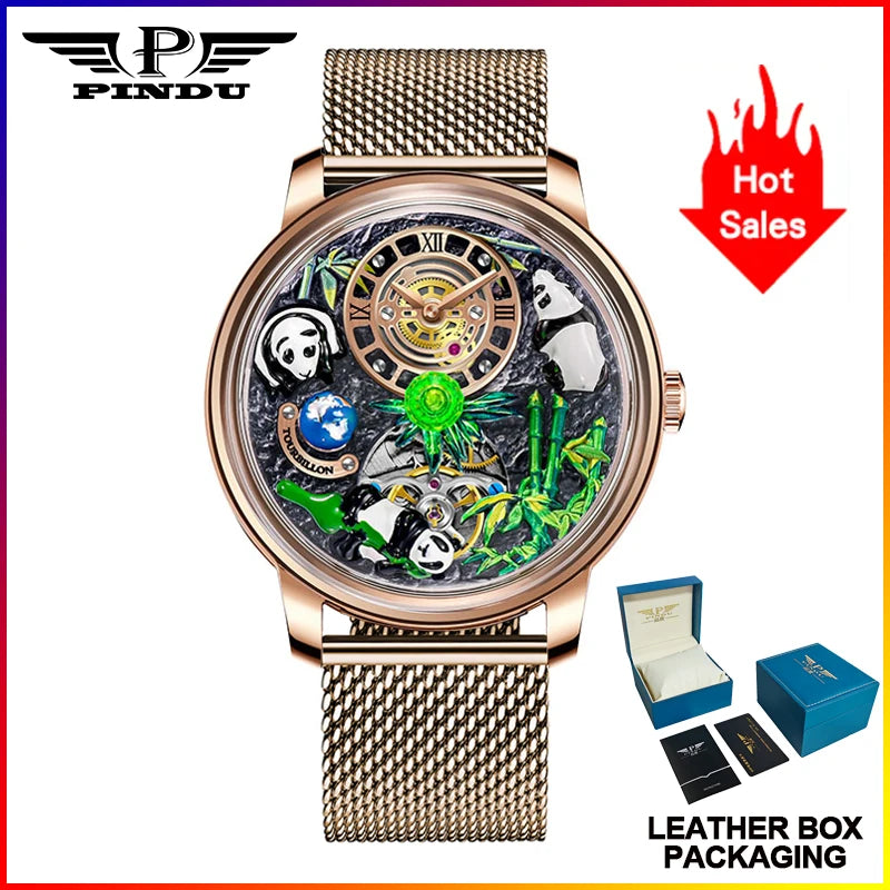 PINDU - Montre Homme Mécanique Automatique Série Panda 2025 - Mouvement M2791B - Verre Saphir