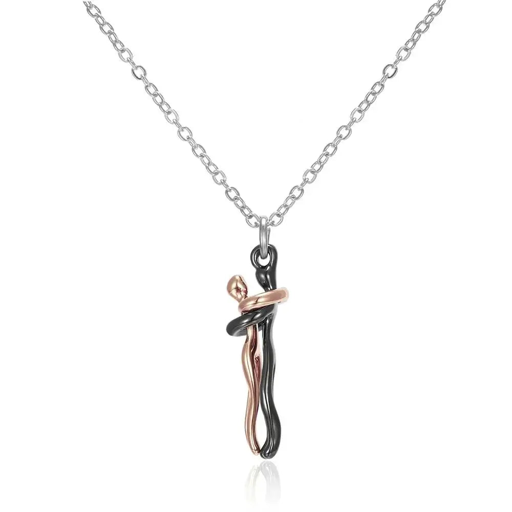 Collier Pendentif Couple Enlacé Hip Hop - Bijou Unisexe Promesse