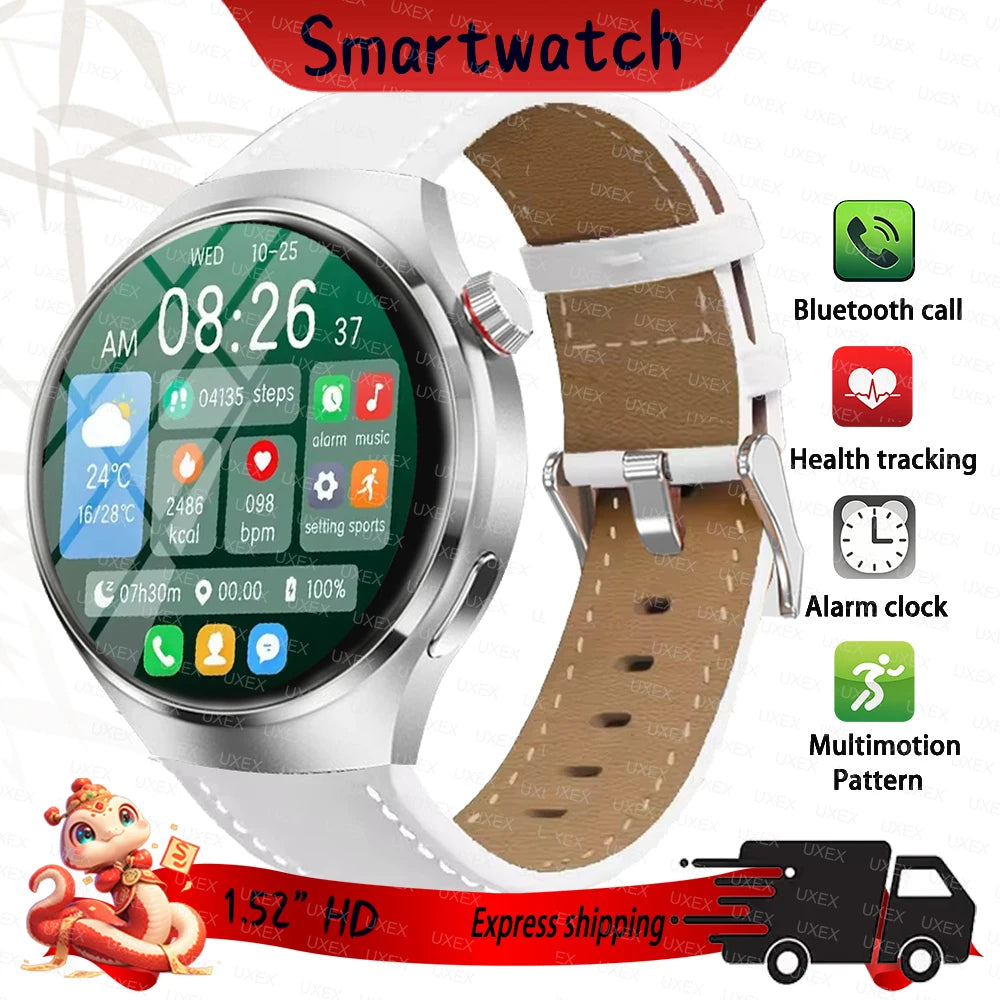 UXEX - Montre connectée 2025 Business 1.52" HD - Appels Bluetooth 5.1 - Bracelet Acier - Suivi Santé - Android iOS