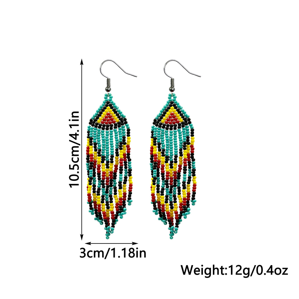 Boucles d'Oreilles Femmes Pendantes Bohème Perles Verre Colorées - Bijou Femme Ethnique