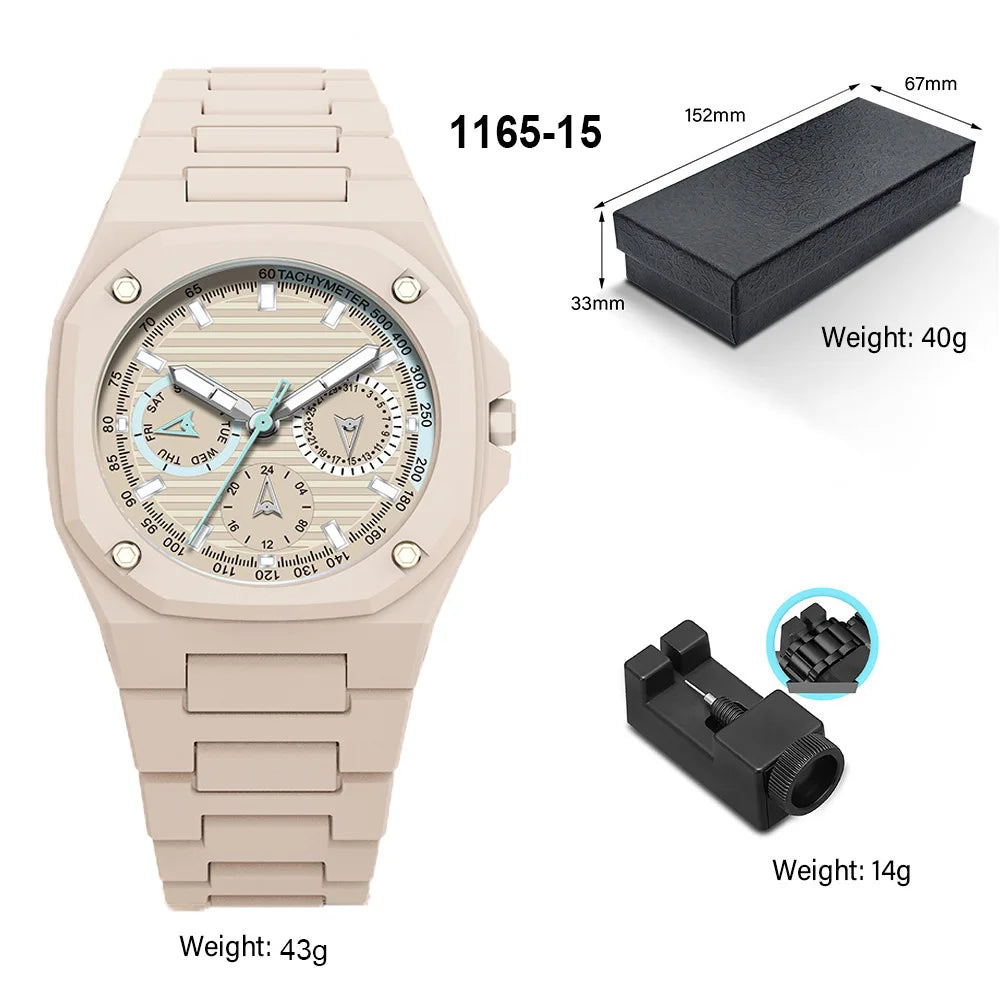 Montre Homme 2026 Polycarbonate Granulaire - Bracelet Léger Étanche Multi-Cadrans Quartz