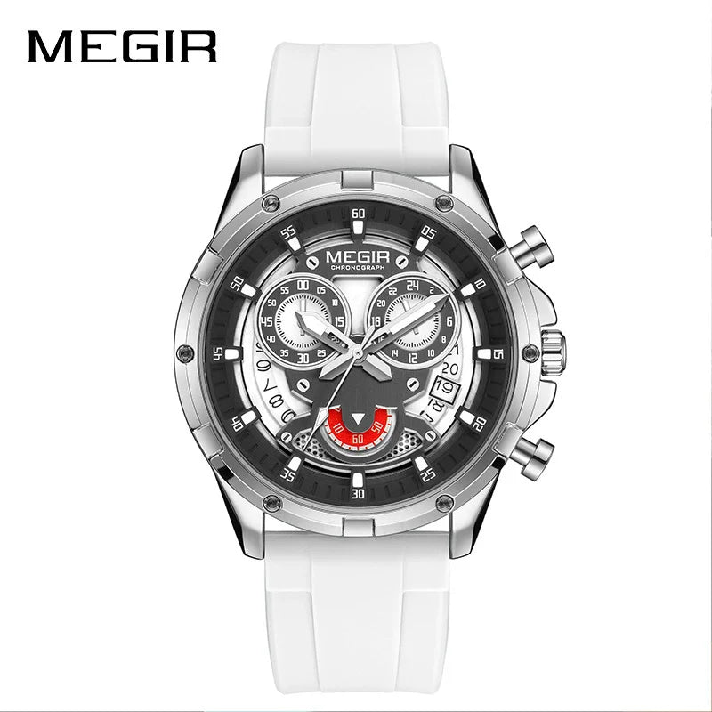 MEGIR - Montre Homme 2248 Chronographe Sport Silicone Lumineux
