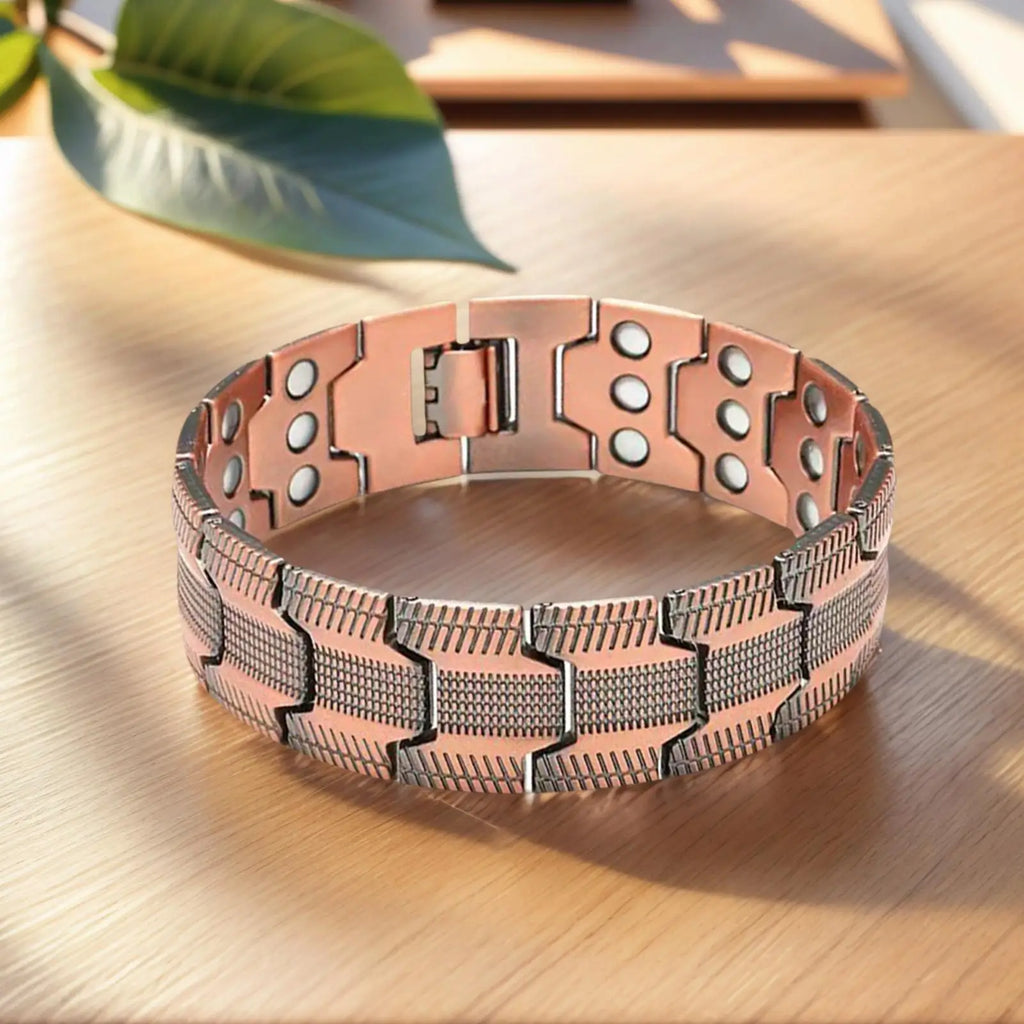 Bracelet Magnétique Cuivre Pur Homme - Thérapie Magnétique 57 Aimants