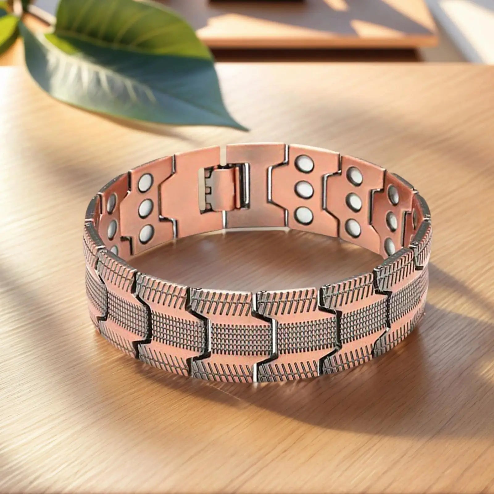 Bracelet Magnétique Cuivre Pur Homme - Thérapie Magnétique 57 Aimants