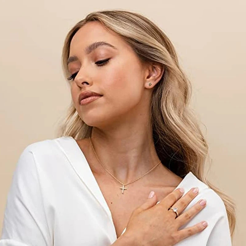 Collier Pendentif Croix Plaqué Or 14K - Bijou Femme Élégant