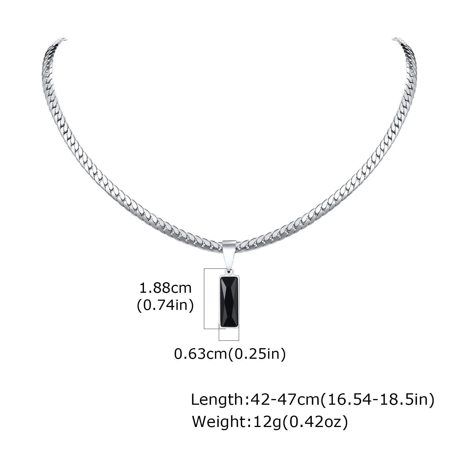Collier Homme Chaîne Cubaine Acier Inoxydable Pendentif Pierre - Bijou Hip-Hop