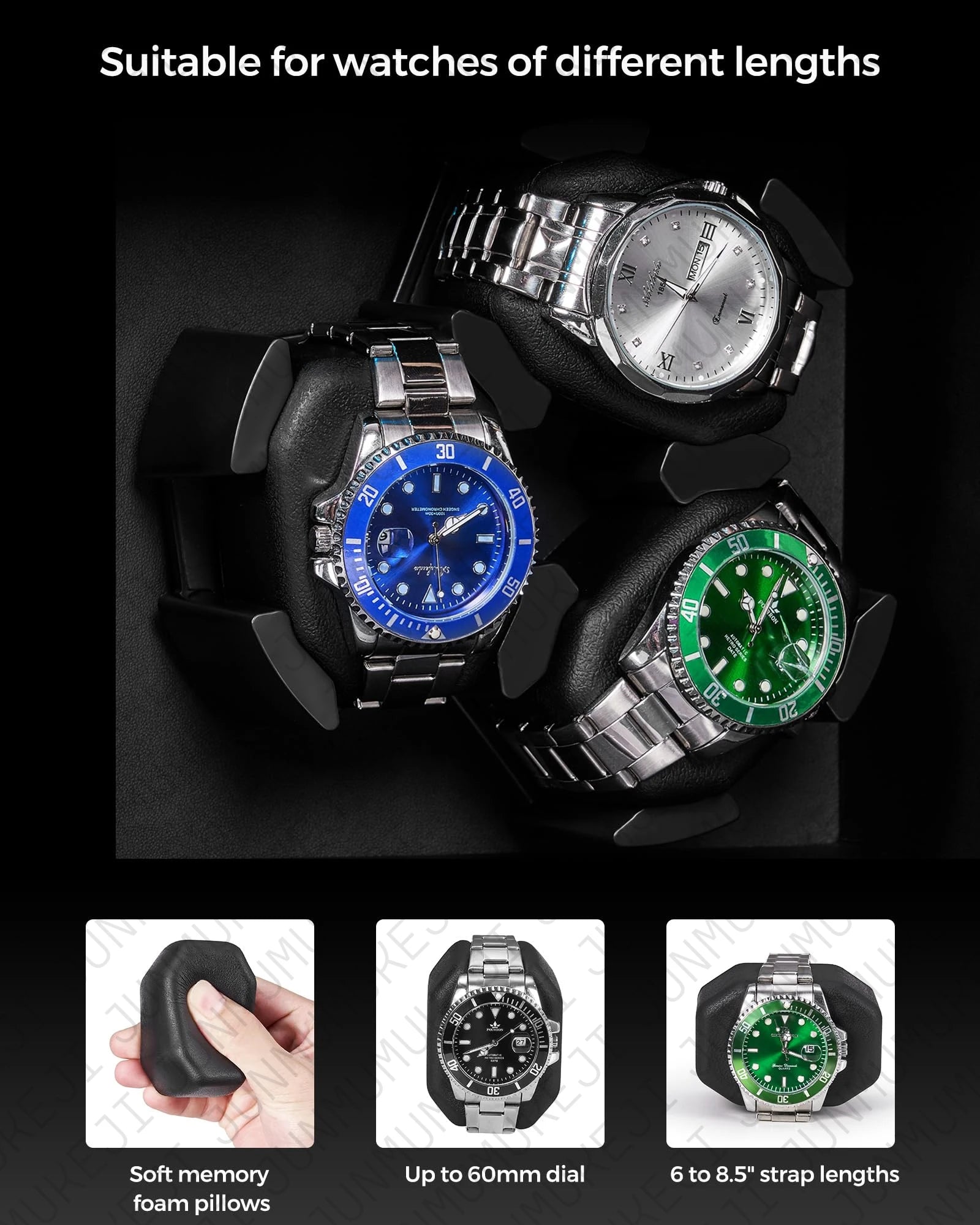 Remontoir à Montres Automatique 6 Montres - Bois - Moteur Mabuchi Silencieux - USB - Boîte Rangement