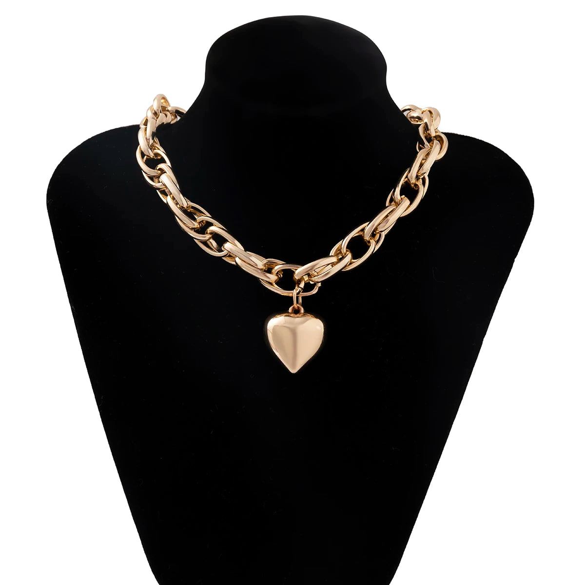 Collier Femme Court Chaîne Clavicule Pendentif Cœur Géométrique - Bijou Femme Punk