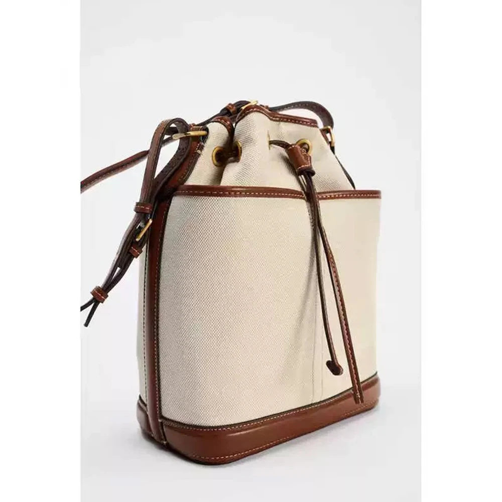 Sac à Main Femme - Seau Femme Denim Toile - Sac Bandoulière Designer Cordon Coulissant 2025