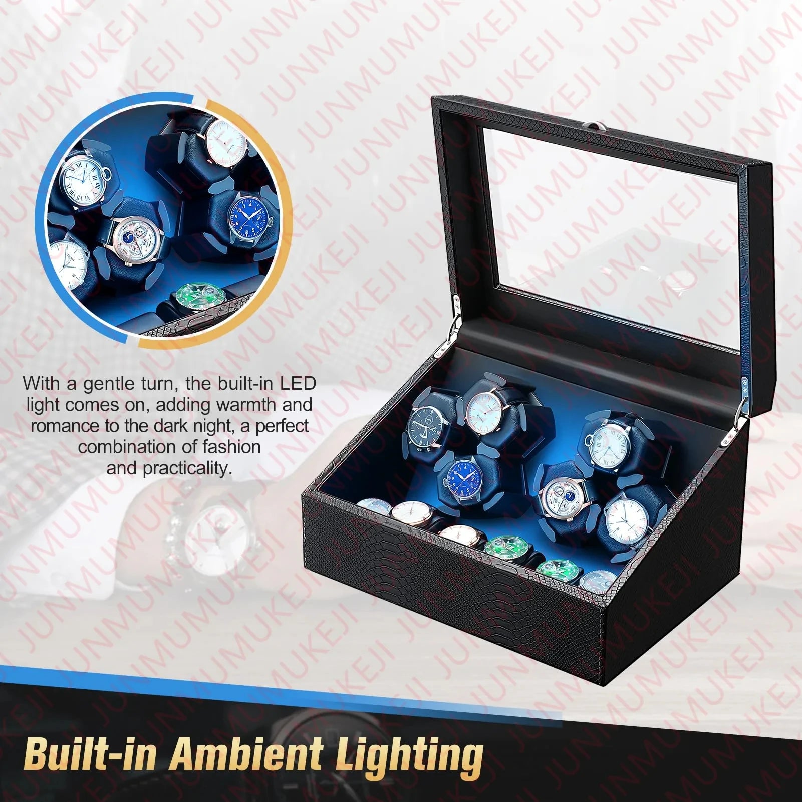 Remontoir Montres Automatiques 6 places - Boîte LED - Moteur silencieux - ATLAS