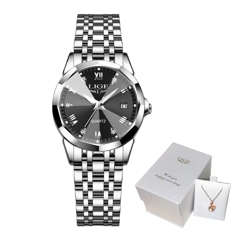 Montre Femme LIGE Élégante Ultra-Mince - Style Nordique Minimaliste Acier Inoxydable