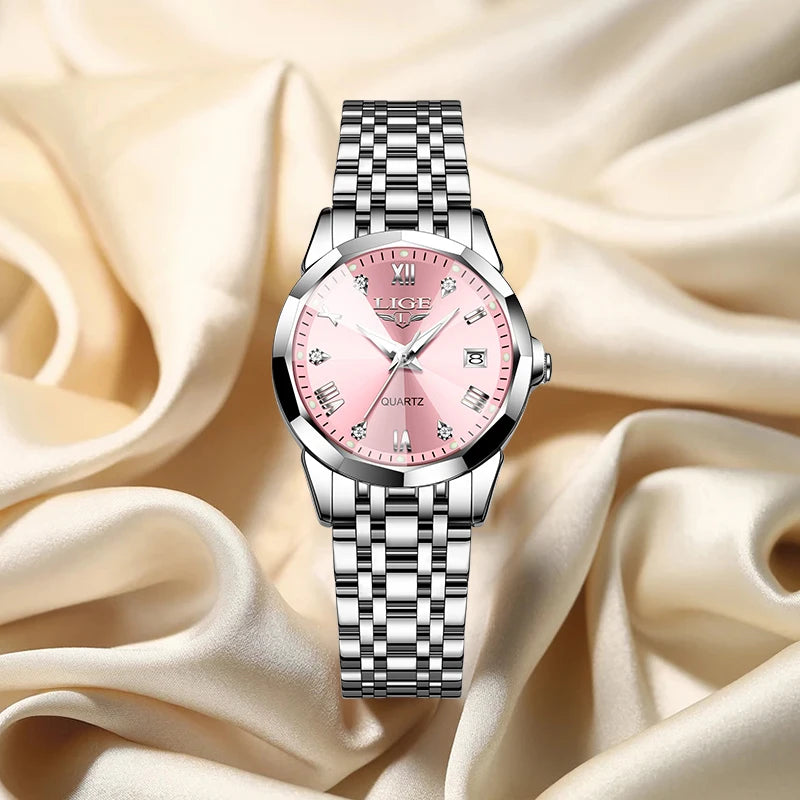 Montre Femme LIGE Élégante Ultra-Mince - Style Nordique Minimaliste Acier Inoxydable
