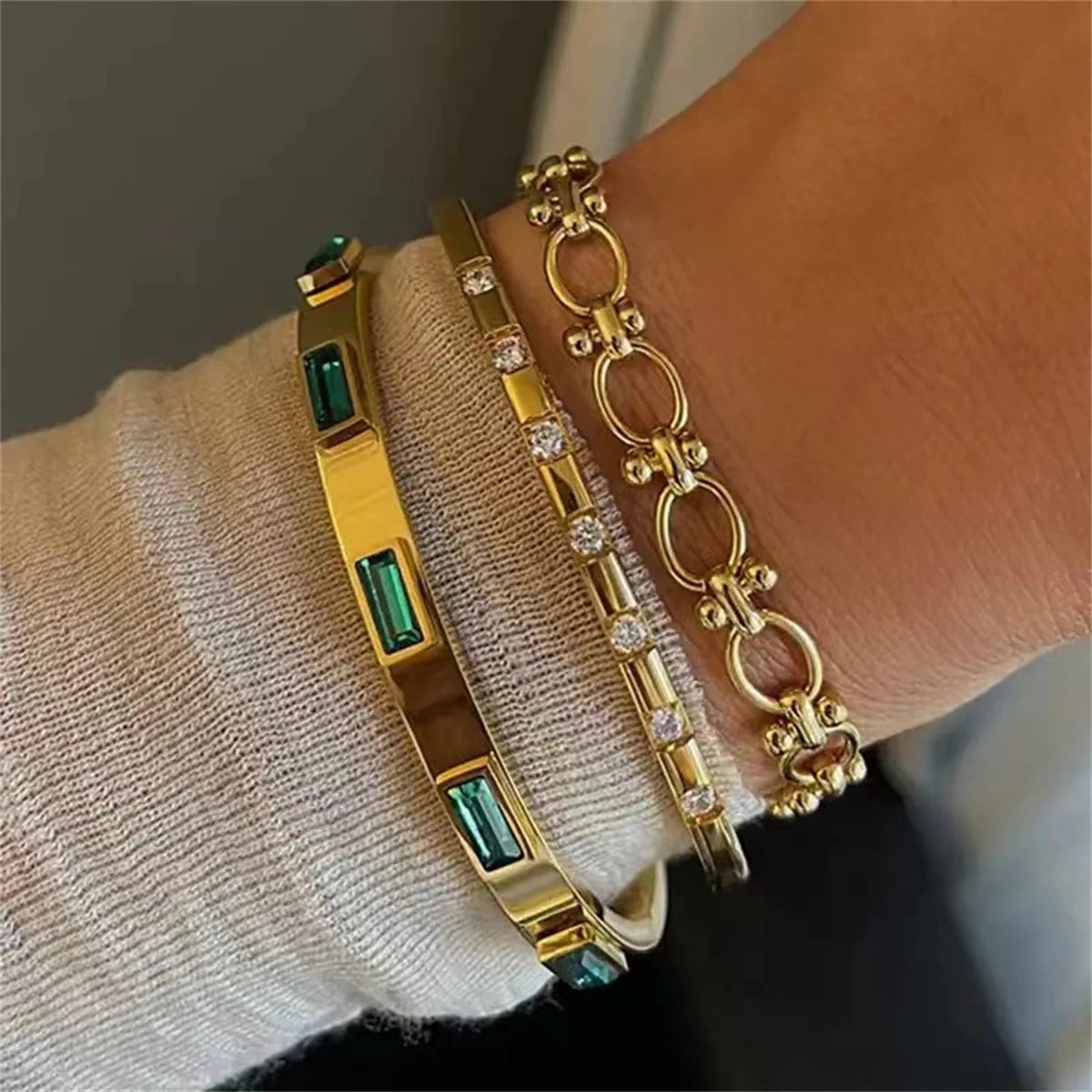 Bracelet Femme Chaîne Acier Inoxydable Plaqué Or 18K - Bijou Femme Étanche