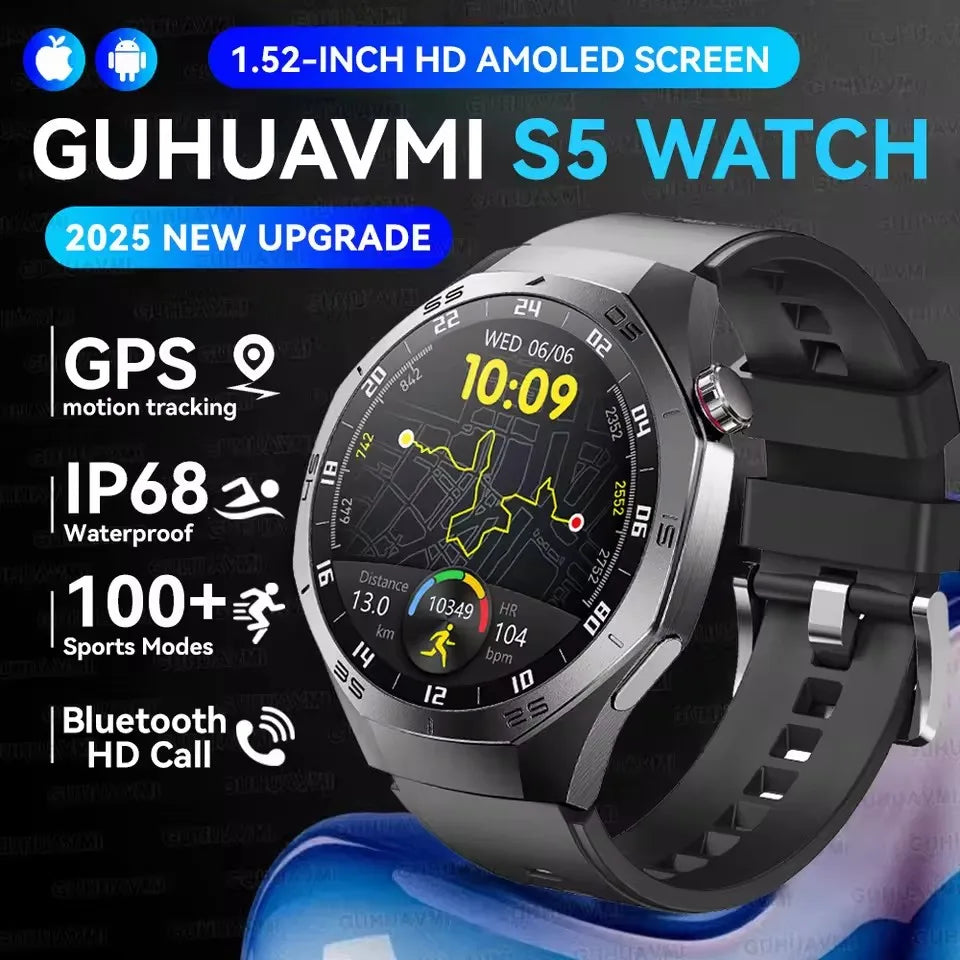 Montre Connectée Watch 5 Pro 2026 - GPS Écran AMOLED 1,52" Appels Bluetooth IP68