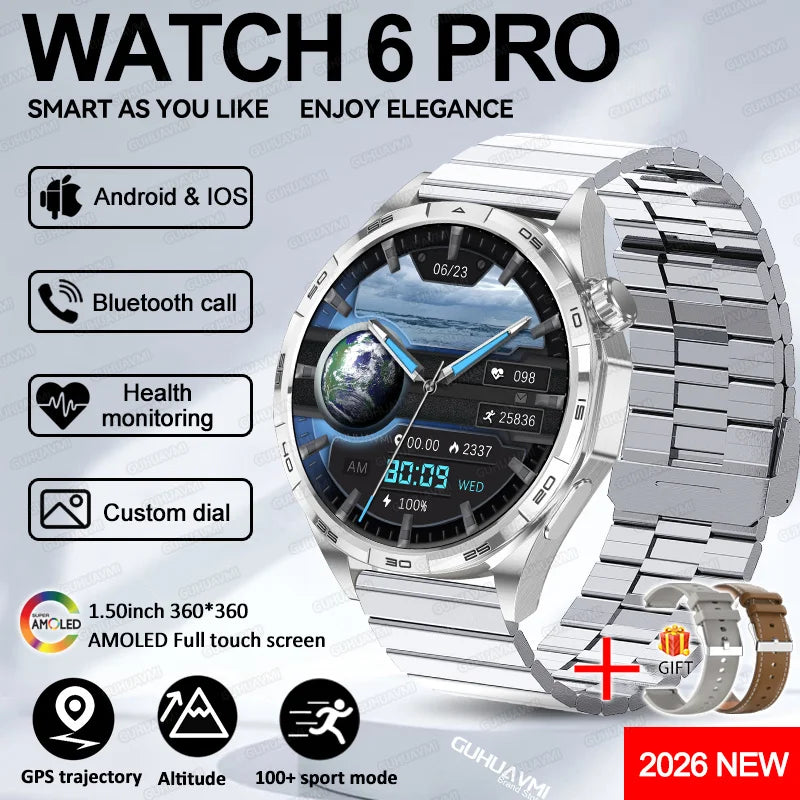 Montre Connectée Saphir 2026 GPS Homme Femme - Appels Bluetooth & Assistant Vocal