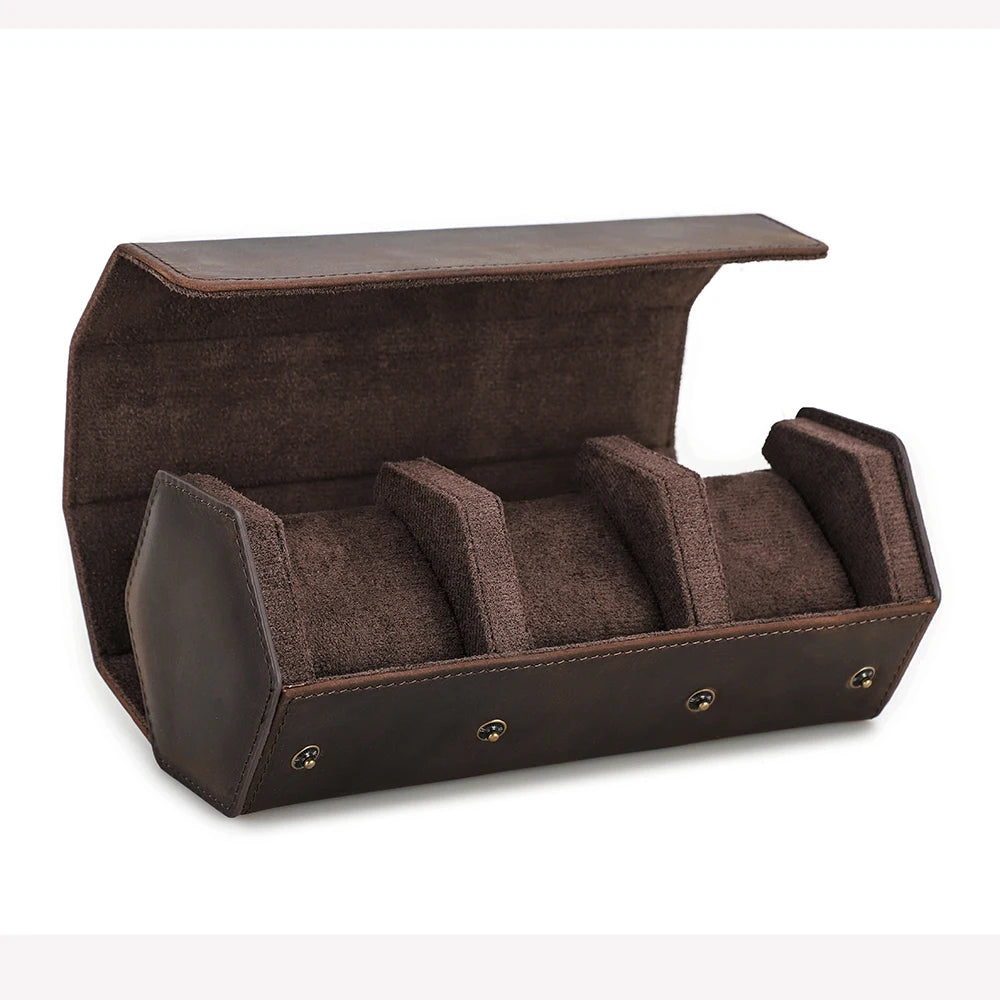 Boîte à Montres Vintage Cuir Véritable Rangement Voyage 1/2/3/4/8 Emplacements