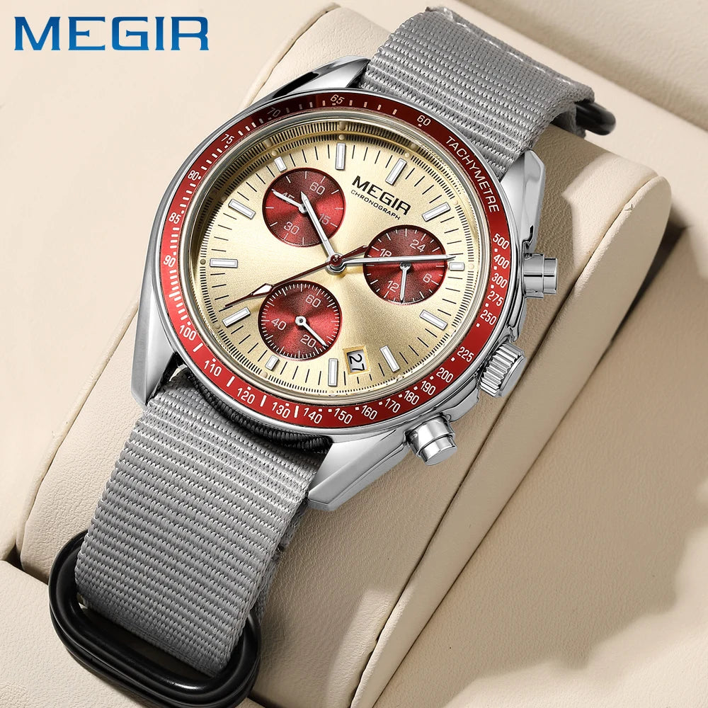 MEGIR - Montre Homme 2247 Chronographe Sport Canvas