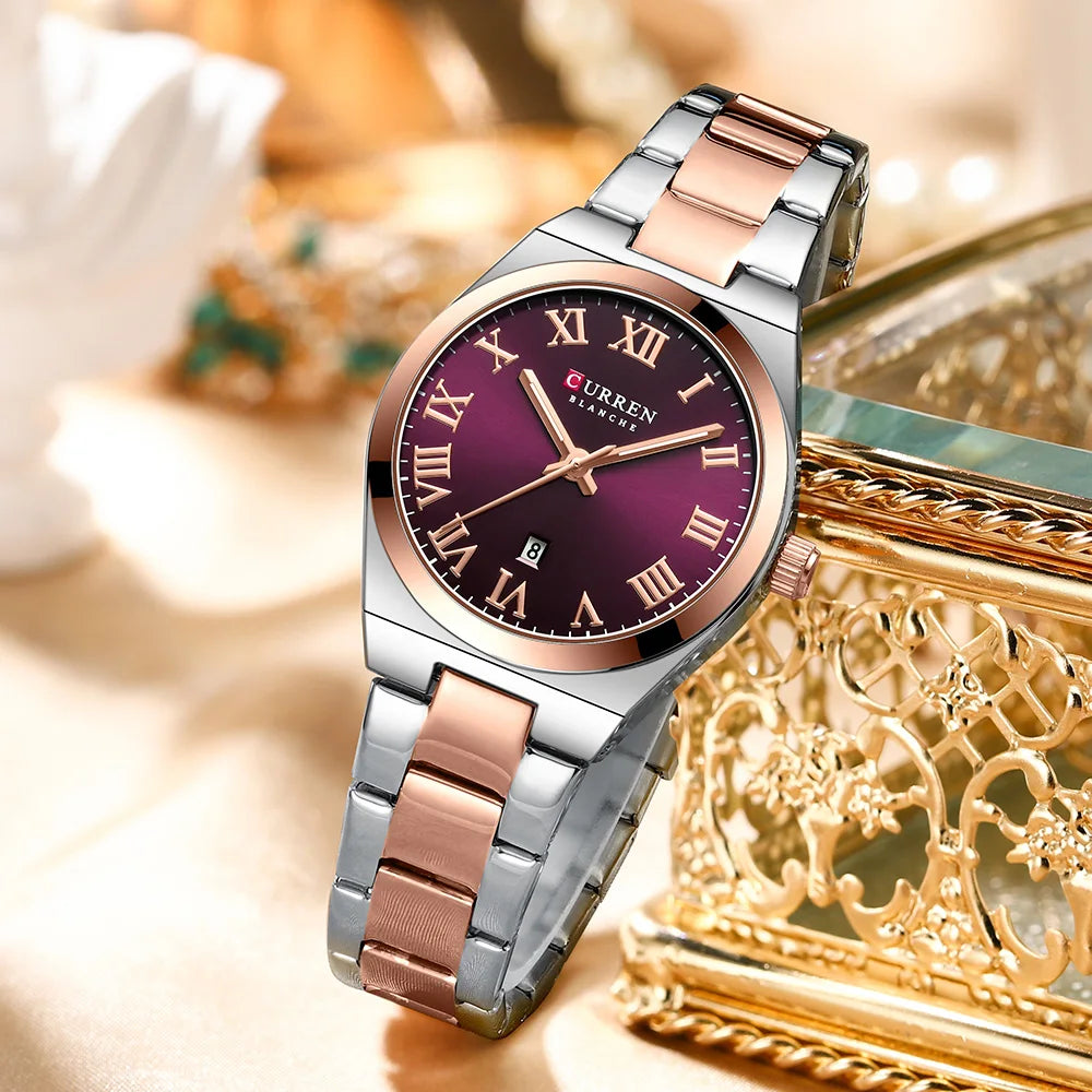 Montre Femme CURREN Mode - Acier Inoxydable Or Étanche Quartz Romantique
