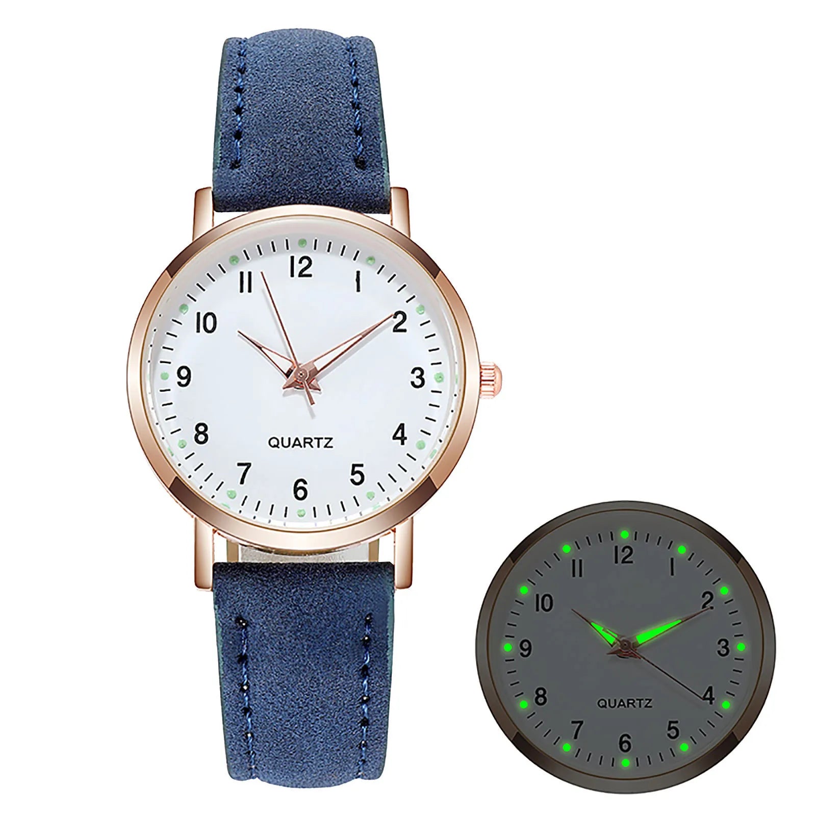 MOONBIFFY - Montre Femme Mode Cuir - Chiffres Arabes - Lumineux - Étanche 3 ATM - Casual Élégant