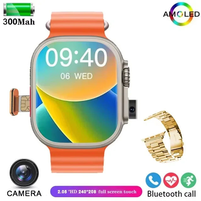 Montre Homme Connectée T83 Pro 2026 – 4G Android 10.0, Écran AMOLED 1.96", Caméra 200W, GPS & 100+ Sports