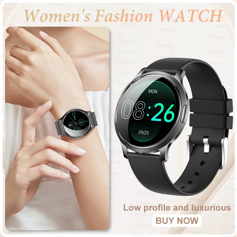 Montre Connectée Femme GUHUAVMI 2026 – Écran AMOLED 1.32", Appels Bluetooth, Suivi Santé & 100+ Sports