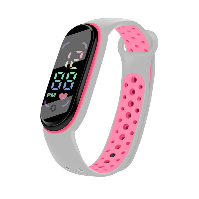 MOONBIFFY - Montre Enfant LED Digitale Sport - Bracelet Silicone Bicolore - Étanche 3 ATM