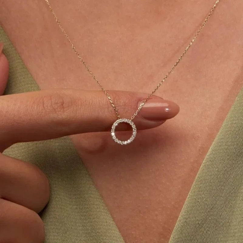 Collier Pendentif Cercle Cristal Élégant - Bijou Femme Tendance