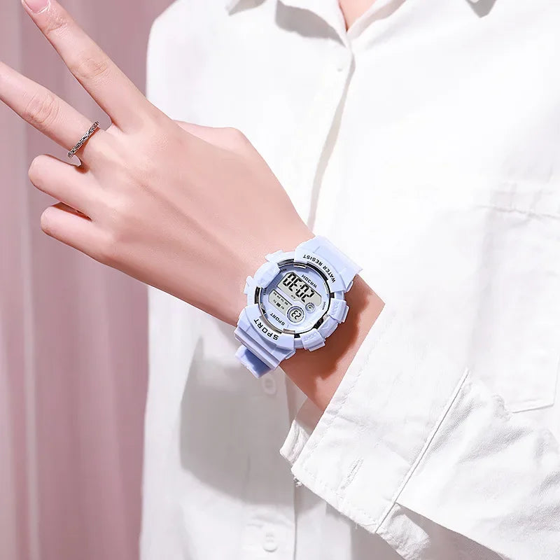 MOONBIFFY - Montre Enfant LED Digitale Sport - Alarme - Chronomètre - Étanche 3 ATM - Fille Garçon