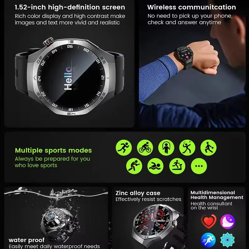 Montre Connectée Watch 5 Pro 2026 - GPS Écran AMOLED 1,52" Appels Bluetooth IP68