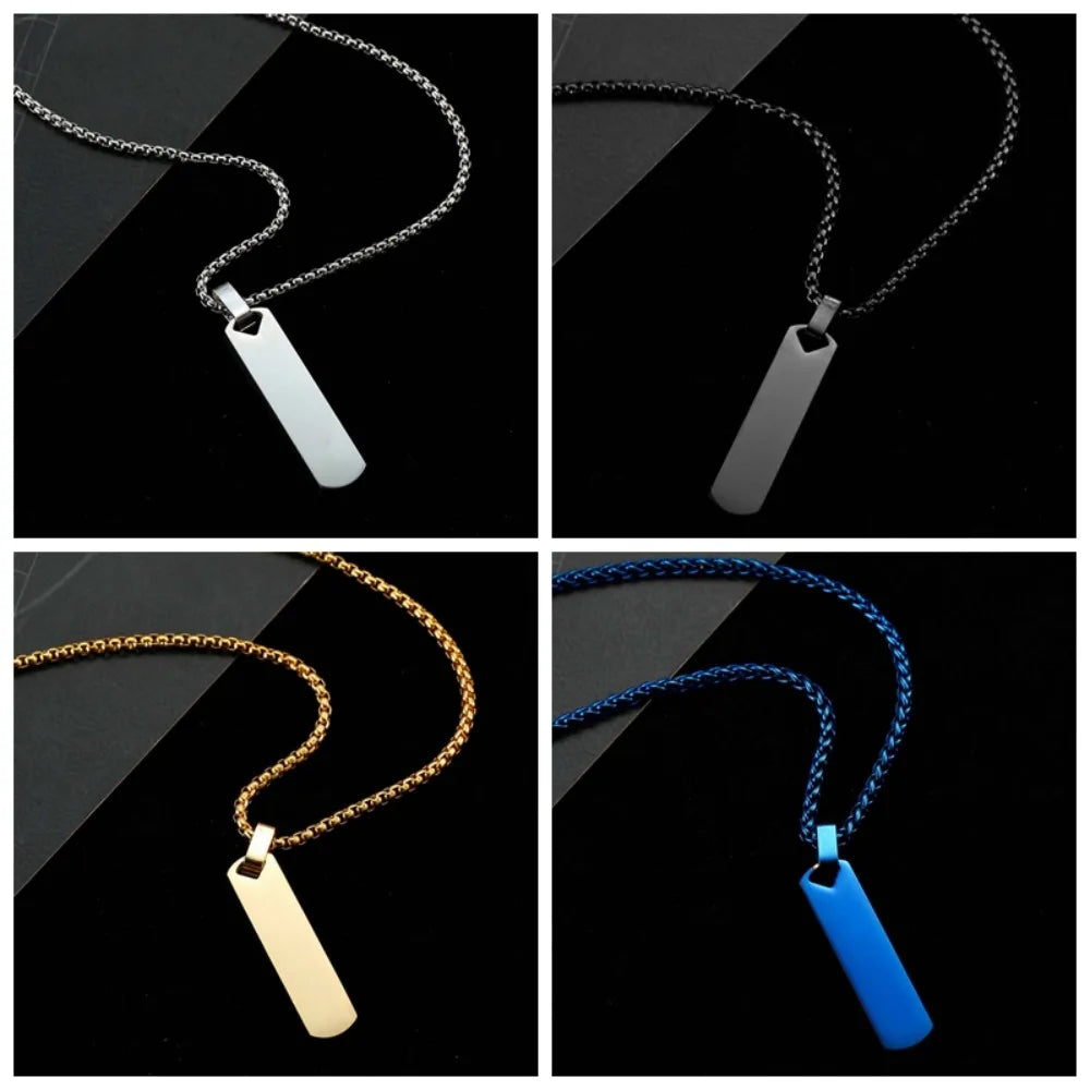 Collier Chaîne Clavicule Homme Barre Rectangle Géométrique - Acier Inoxydable Tendance