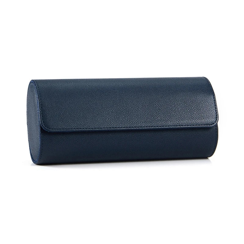 Boîte à Montres - Rangement Montres Portable Bleue - Cuir PU - Anti-Chute - Anti-Poussière - 3 Montres