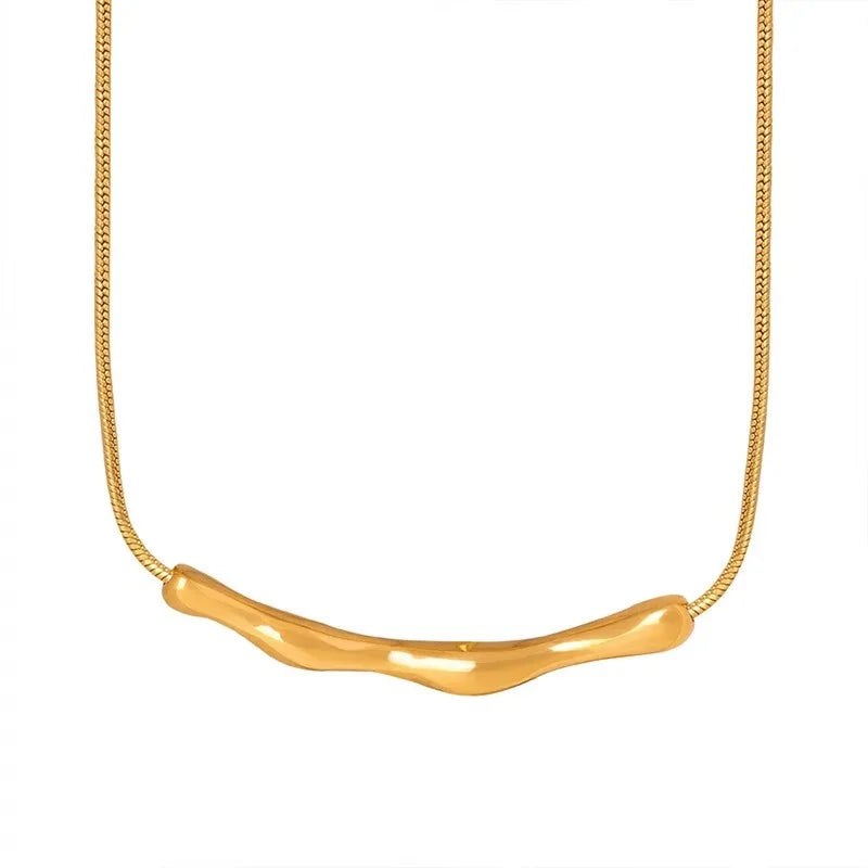 Collier Femme Court Chaîne Clavicule Acier Inoxydable Doré - Bijou Femme Minimaliste