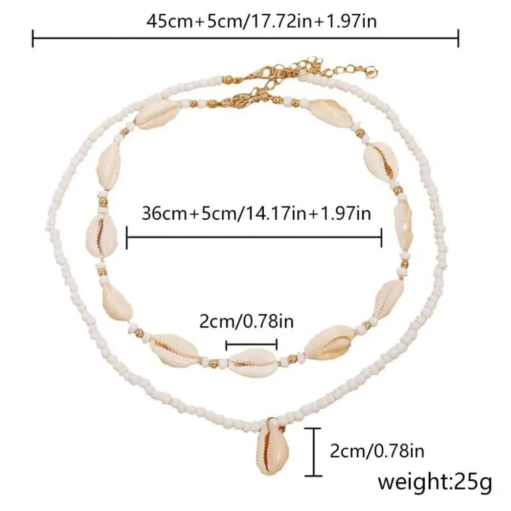 Collier Court Chaîne Perles Géométrique Bohème - Bijou Femme Tendance