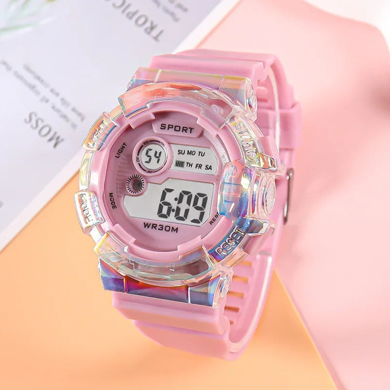 MOONBIFFY - Montre Enfant LED Digitale Sport - Alarme - Chronomètre - Étanche 3 ATM - Fille Garçon