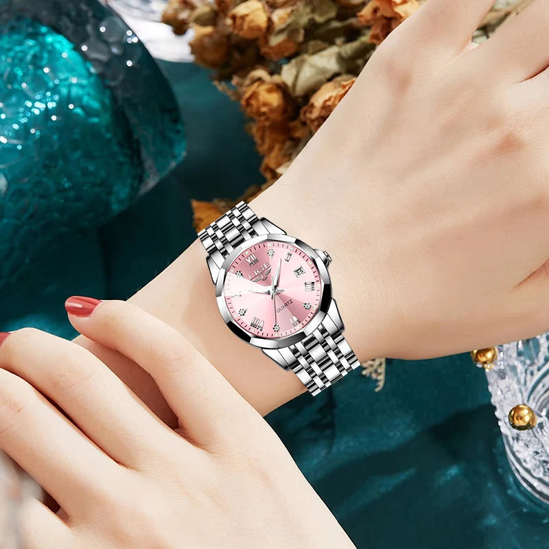 Montre Femme LIGE Élégante Ultra-Mince - Style Nordique Minimaliste Acier Inoxydable