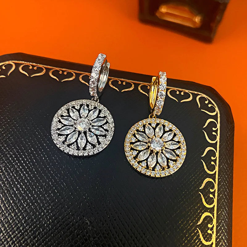 Boucles d'Oreilles Femmes Luxe Fleur Zircon - Bijou Femme Mariage