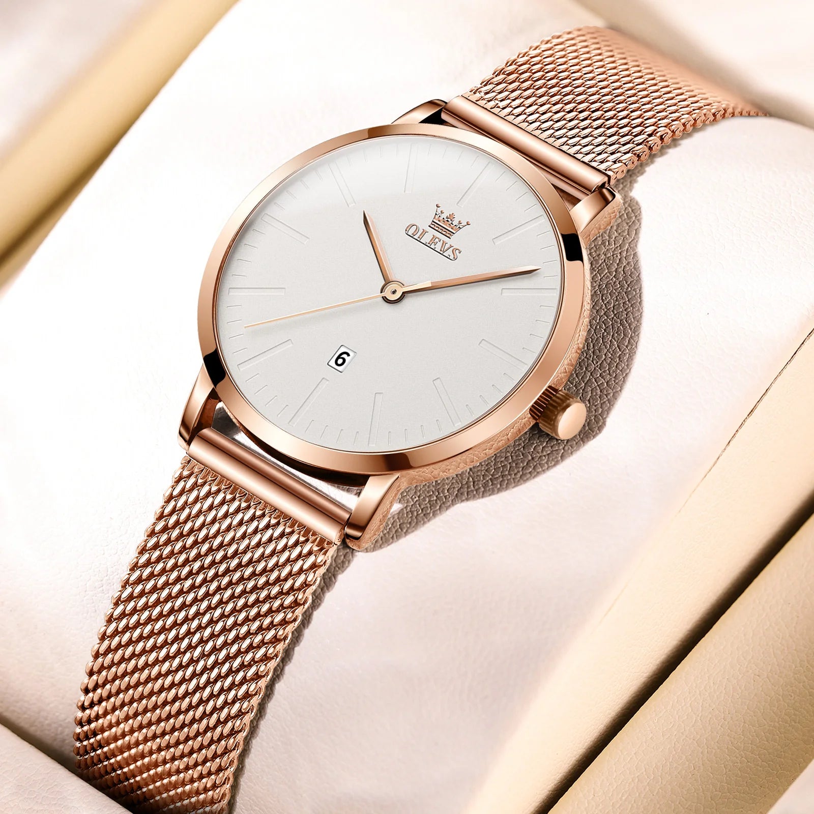 OLEVS - Montre Femme, Or Rose, Mode de Luxe, Originale