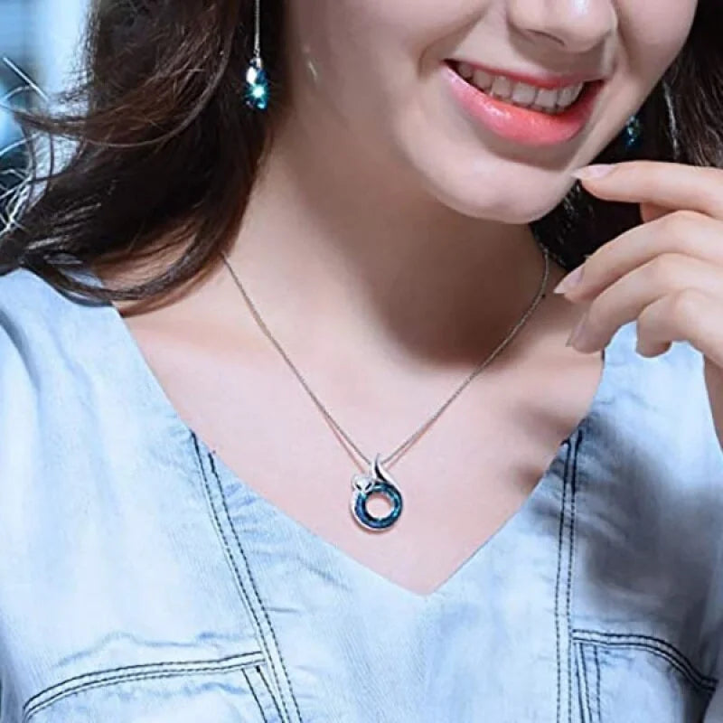 Collier Femme Pendentif Renard Cristal - Bijou Vintage Cœur Indie