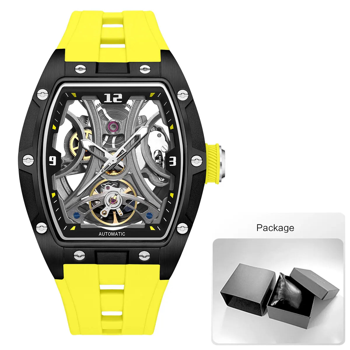 MEGIR - Montre Homme MEGIR 2245 Mécanique Automatique Squelette Sport - Cadran Creux Transparent - Tonneau Acier