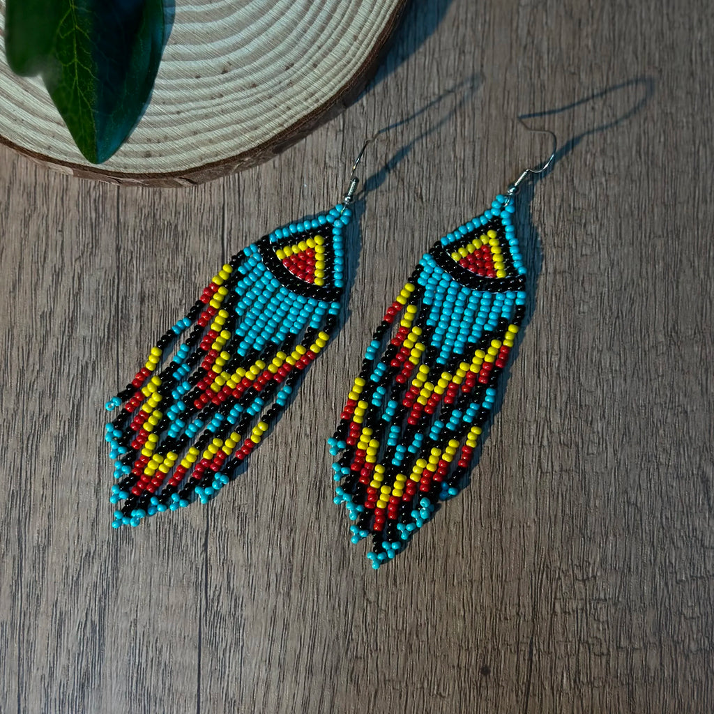 Boucles d'Oreilles Femmes Pendantes Bohème Perles Verre Colorées - Bijou Femme Ethnique