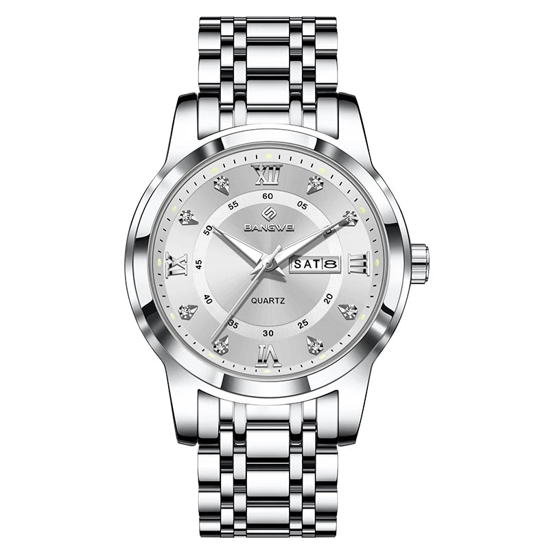 Montre Femme LIGE 2026 Diamant - Acier Inoxydable, Bracelet Créatif, Étanche 3 ATM, Calendrier Lumineux