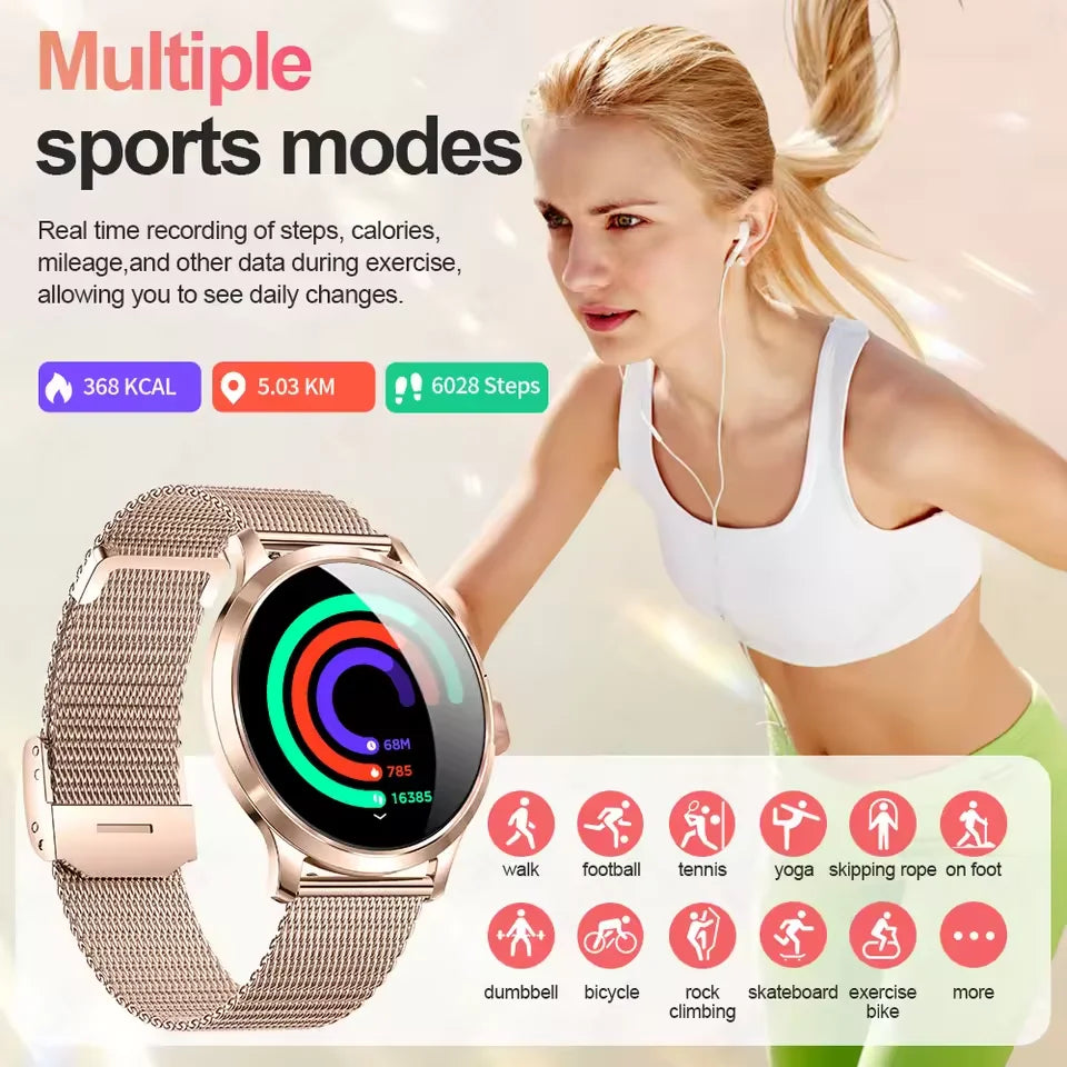 Montre Connectée Femme GUHUAVMI 2026 – Écran AMOLED 1.32", Appels Bluetooth, Suivi Santé & 100+ Sports